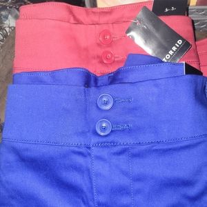 2 pairs Torrid size 20 shorts a Blue and a Red pait